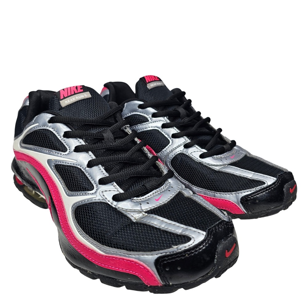 Nike Reax Run 5 Women 11 Black Silver Pink Running Shoes Athletic Sneakers
